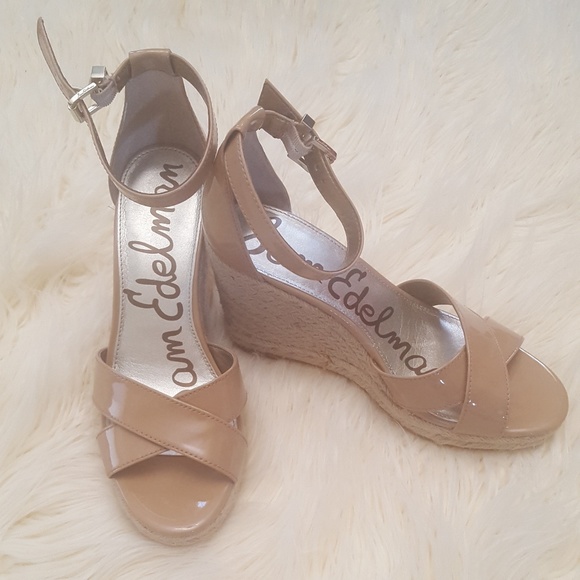 Sam Edelman Brenda Nude Patent Wedge Sz. 8.5 - Picture 1 of 5